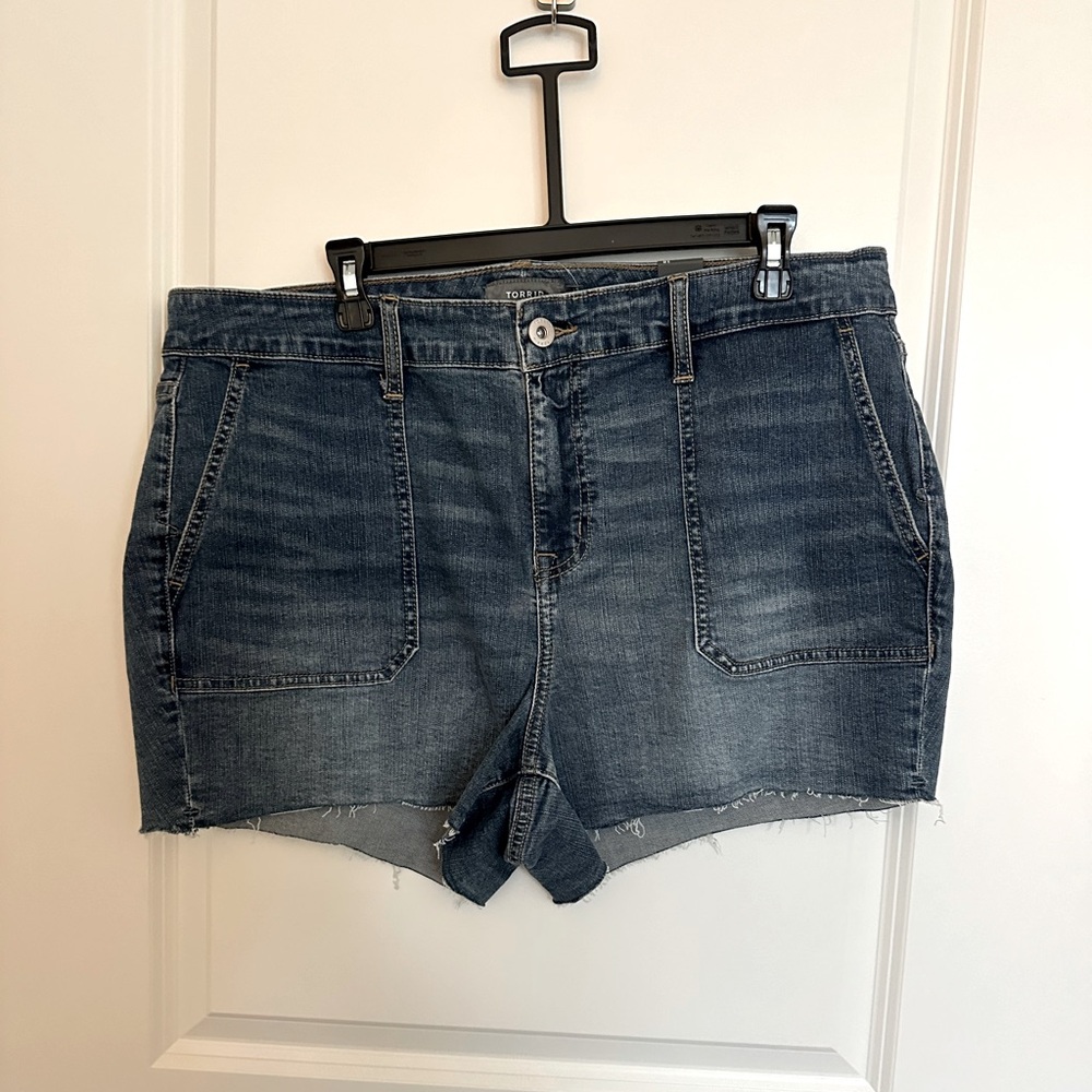 Torrid Size 18 Denim Shorts with Frayed edge